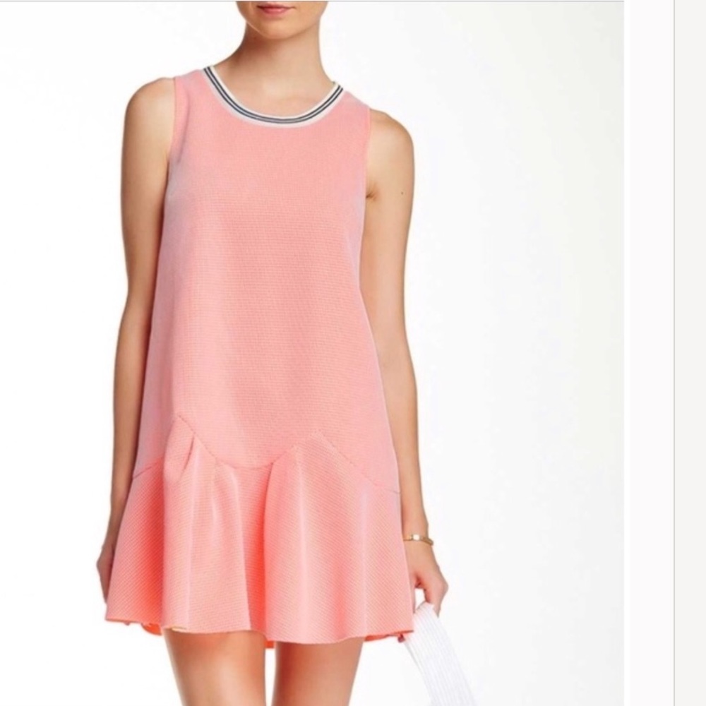 LUSH Neon Orange Drop Waist Mesh Sleeveless Mini Dress